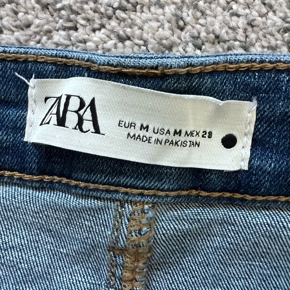 Zara Medium Wash Denim Front Zip Back Slit Maxi Shirt Front & Back Pocket Size M - Picture 2 of 10